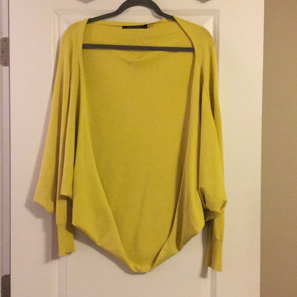 Andrew Marc chartreuse shrug/cardigan